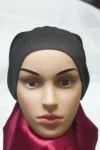 Ribbed Tube Cap For Hijab In (Black) Hosiery Cotton