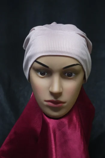 Ribbed Tube Cap For Hijab In (Blush Pink) Hosiery Cotton