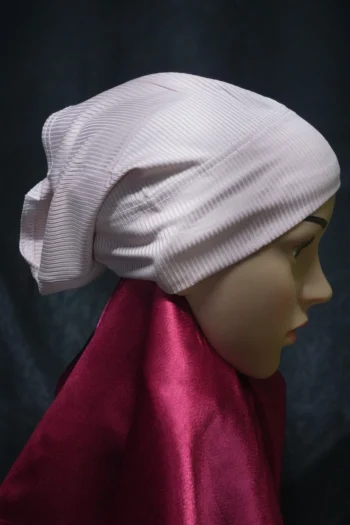 Ribbed Tube Cap For Hijab In (Blush Pink) Hosiery Cotton