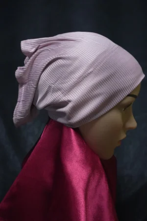 Ribbed Tube Cap For Hijab In (Light Pink) Hosiery Cotton