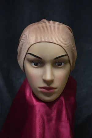 Ribbed Tube Cap For Hijab In (Copper Color) Hosiery Cotton