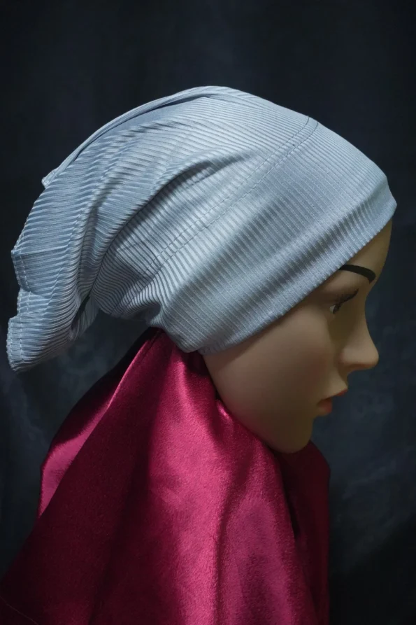 Ribbed Tube Cap For Hijab In (Light Gray) Hosiery Cotton