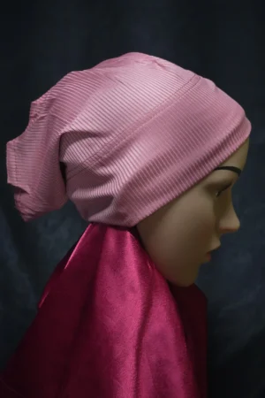 Ribbed Tube Cap For Hijab In (Fandango Pink) Hosiery Cotton