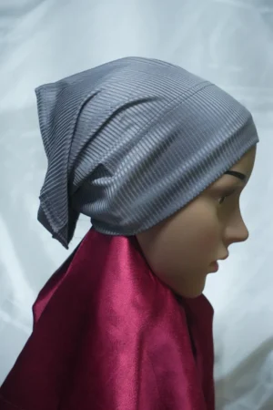 Ribbed Tube Cap For Hijab In (Gray) Hosiery Cotton