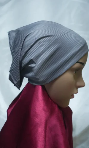 Ribbed Tube Cap For Hijab In (Gray) Hosiery Cotton