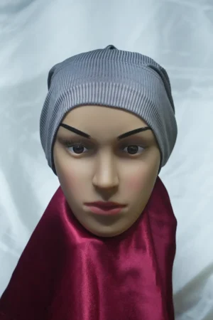 Ribbed Tube Cap For Hijab In (Gray) Hosiery Cotton