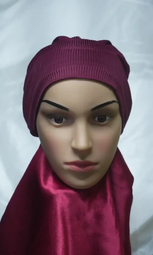 Ribbed Tube Cap For Hijab In (Maroon) Hosiery Cotton