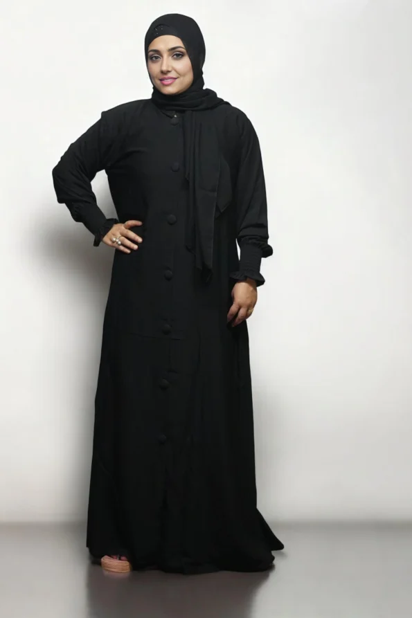 Burkha FULL BUTTONS OPEN in Black