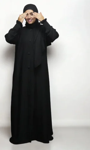 Burkha FULL BUTTONS OPEN in Black