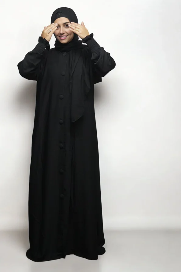 Burkha FULL BUTTONS OPEN in Black