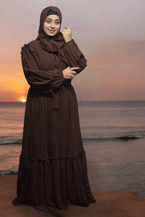 Frill Burqa in Brown
