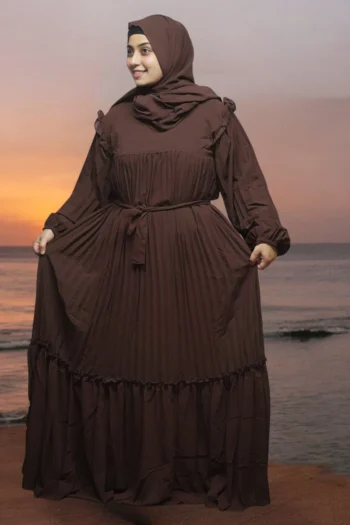 Frill Burqa in Brown