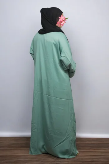 Crystal Hand Work Premium Burqa In Turquoise