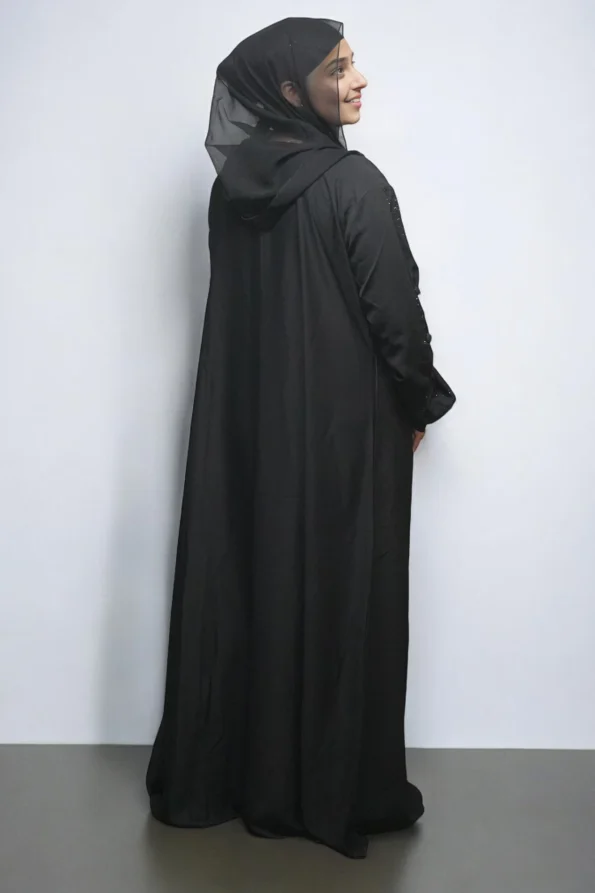 Black Stone Work Burqa in Black