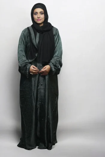 Luxury Dubai Burqa In Dark-Green