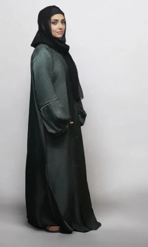 Luxury Dubai Burqa In Dark-Green