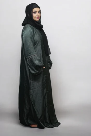 Luxury Dubai Burqa In Dark-Green