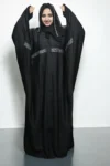 Abaya WHITE STIP AND BLACK STONE Work