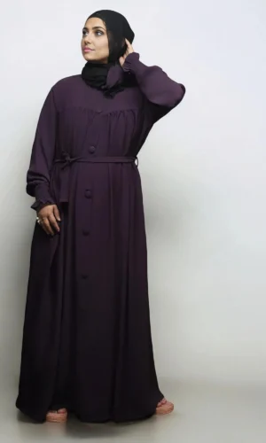 Turkish Burqa FULL BUTTONS OPEN Belt in Wine