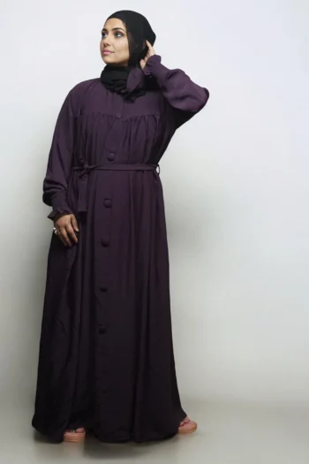Turkish Burqa FULL BUTTONS OPEN Belt in Wine