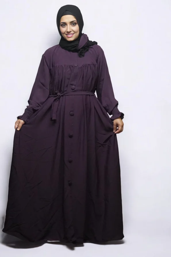 Turkish Burqa FULL BUTTONS OPEN Belt in Wine