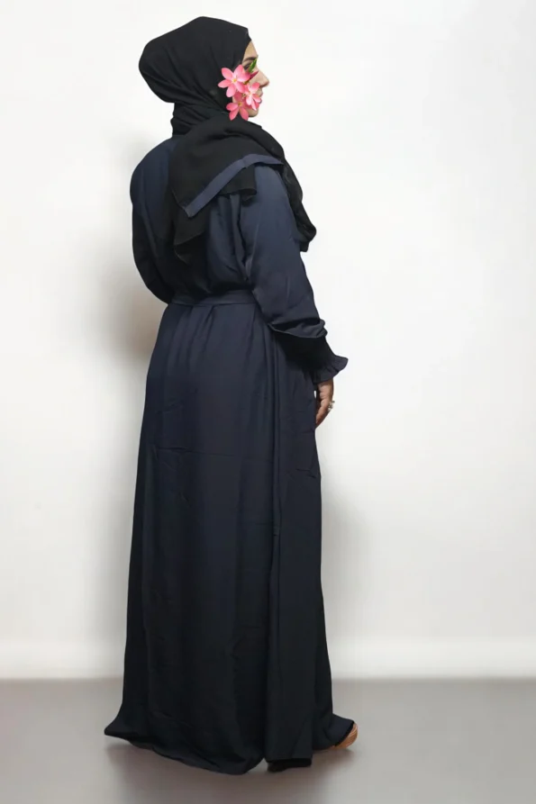 turkish burqa FULL BUTTONS OPEN Belt in DARK-GRAY