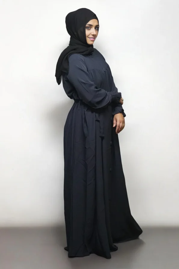 turkish burqa FULL BUTTONS OPEN Belt in DARK-GRAY