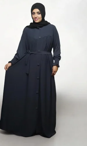 turkish burqa FULL BUTTONS OPEN Belt in DARK-GRAY