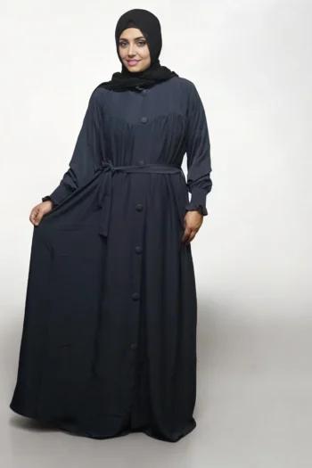 turkish burqa FULL BUTTONS OPEN Belt in DARK-GRAY
