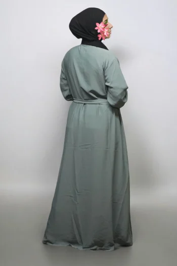 Turkish Burqa FULL BUTTONS OPEN Belt in GRAY