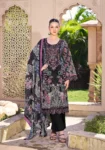 Pakistani Cambric Cotton Embroidered Salwar Suit Dress Midnight Black