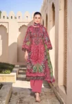 Pakistani Cambric Cotton Embroidered Salwar Suit Dress Rose Pink