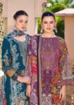 Pakistani Cambric Cotton Embroidered Salwar Suit Dress Wear Royal Teal Blue