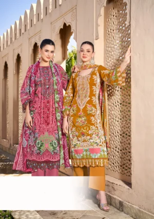 Pakistani Cambric Cotton Embroidered Salwar Suit Dress
