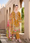 Pakistani Cambric Cotton Embroidered Salwar Suit Dress Wear Golden Mustard