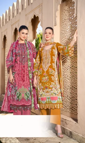Pakistani Cambric Cotton Embroidered Salwar Suit Dress
