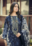 Pakistani Cotton Dress Material Unstitched Embroidered Salwar Kameez Suit with Cotton Mal Mal Dupatta Navy Blu (2)