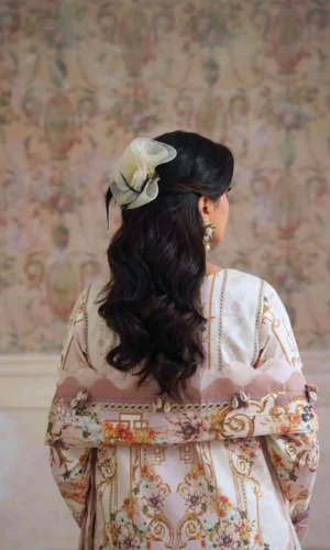 Pakistani Pure Cotton Embroidered Dress Material with Chiffon Dupatta Premium Unstitched Suit for Women Festive Wear Cream