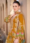 Pakistani Cambric Cotton Embroidered Salwar Suit Dress Wear Golden Mustard