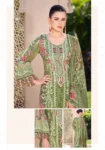Pakistani Cambric Cotton Embroidered Salwar Suit Dress Olive Green