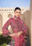 Pakistani Cambric Cotton Embroidered Salwar Suit Dress Rose Pink
