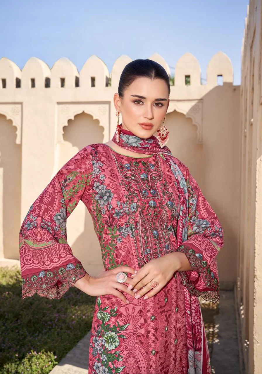 Pakistani Suit Cambric Cotton Embroidered Dress Material with Cotton Malmal Dupatta Premium Unstitched – Rose Pink Pakistani Suit Cambric Cotton Embroidered Dress Material with Cotton Malmal Dupatta Premium Unstitched – Rose Pink
