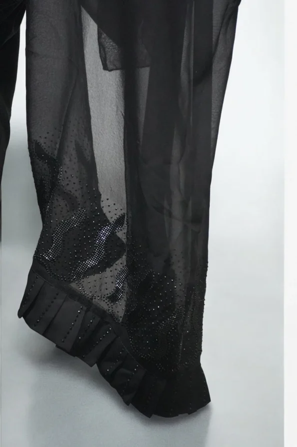 ABAYA BLACK STONE WORK ON SLEEVS AND DUPATTA In Black